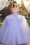 Lavender Ball Gown Off The Shoulder Strapless Quinceañera Dress with Ruffles