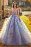 Princess Lavender Ball Gown Fancy Tulle Quinceañera Dress with Appliques