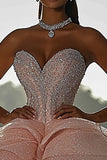 Glitter Pink Ball Gown Sweetheart Sequined Quinceañera Dress