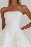 White Strapless A Line Mini Graduation Dress