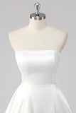 Cute Mini White Strapless A Line Graduation Dress