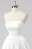 Cute Mini White Strapless A Line Graduation Dress