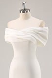 White Ruched Sheath Midi Engagement Dress