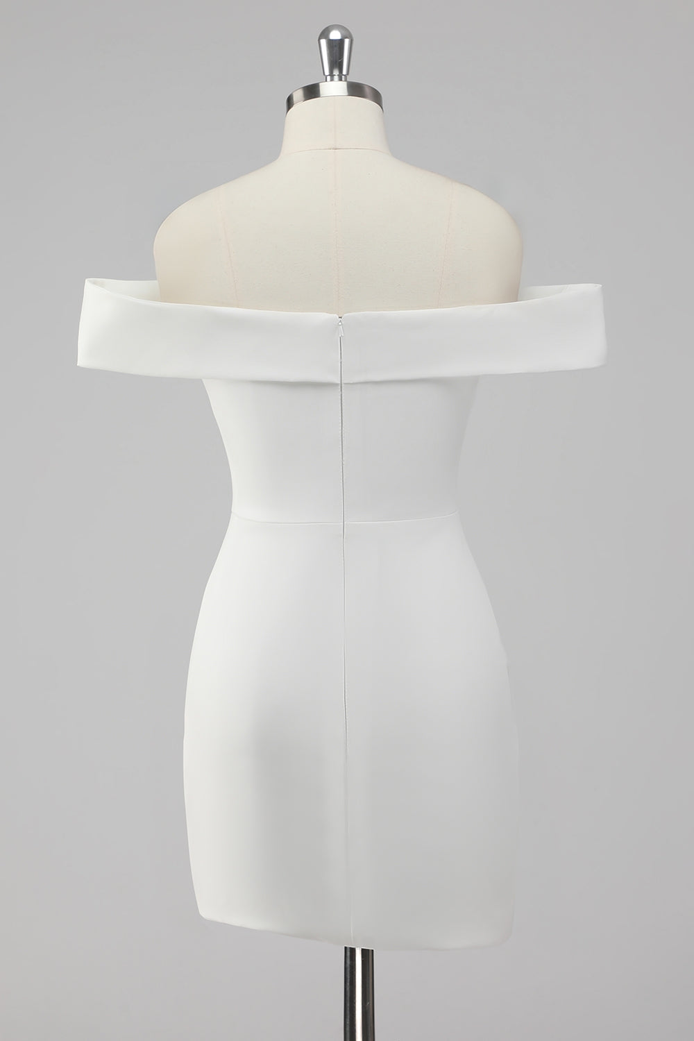 Leely Women Petite Length White Off The Shoulder Sheath Graduation Dress Short Satin Little White Dress leelyuk Leely Women Petite Length White Off The Shoulder Sheath Graduation Dress Short Satin Little White Dress leelyuk