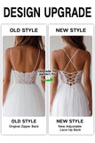 White A Line Plus Size Spaghetti Straps Tulle Engagement Dress with Lace