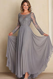 Silver Sparkly Applique Chiffon A Line Mother of the Bride Dress