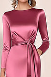 Gorgeous Blush Mermaid Satin Mother of the Bride Dress with Sash