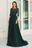 Chiffon A Line Dark Green Applique Mother of the Bride Dress