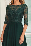 Chiffon A Line Dark Green Applique Mother of the Bride Dress