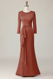 Maxi Eucalyptus Satin Sheath Beaded Mother of the Bride Dress with Ruffles