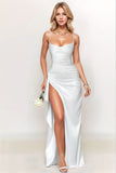 Chic Black Spaghetti Straps Maxi Formal Dress with Slit