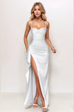 Chic Black Spaghetti Straps Maxi Formal Dress with Slit
