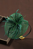 Dark Green Hair Fascinator Wedding Guest Hat with Beading