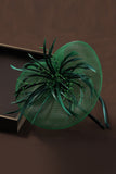Dark Green Hair Fascinator Wedding Guest Hat with Beading