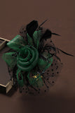 Dark Green Black Dotted Feather Wedding Guest Hat Hair Fascinator