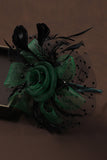 Dark Green Black Dotted Feather Wedding Guest Hat Hair Fascinator