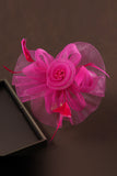 Fuchsia Looped Headband Mother of the Bride Hat with Feather