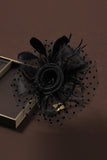 Black Hair Fascinator with Feather Dotted Wedding Guest Hat