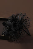 Black Hair Fascinator with Feather Dotted Wedding Guest Hat