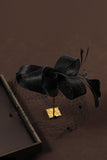 Black Wedding Guest Hat with Veil Hair Fascinator with Feather