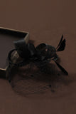 Black Wedding Guest Hat with Veil Hair Fascinator with Feather