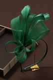 Dark Green Wedding Guest Hat Hair Fascinator with Feather