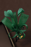 Dark Green Wedding Guest Hat Hair Fascinator with Feather