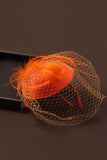 Orange Wedding Guest Hat with Veil Hair Fascinator with Feather