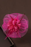 Fuchsia Mother of the Bride Hat Looped Headband with Feather