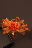 Orange Looped Headband Wedding Guest Hat with Feather