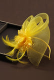Yellow Mother of the Bride Hat Hair Fascinator with Feather
