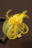Yellow Mother of the Bride Hat Hair Fascinator with Feather