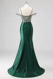 Sparkly Black Mermaid Beaded Maxi Prom Dress with Slit