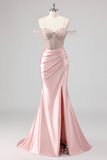 Sparkly Black Mermaid Beaded Maxi Prom Dress with Slit