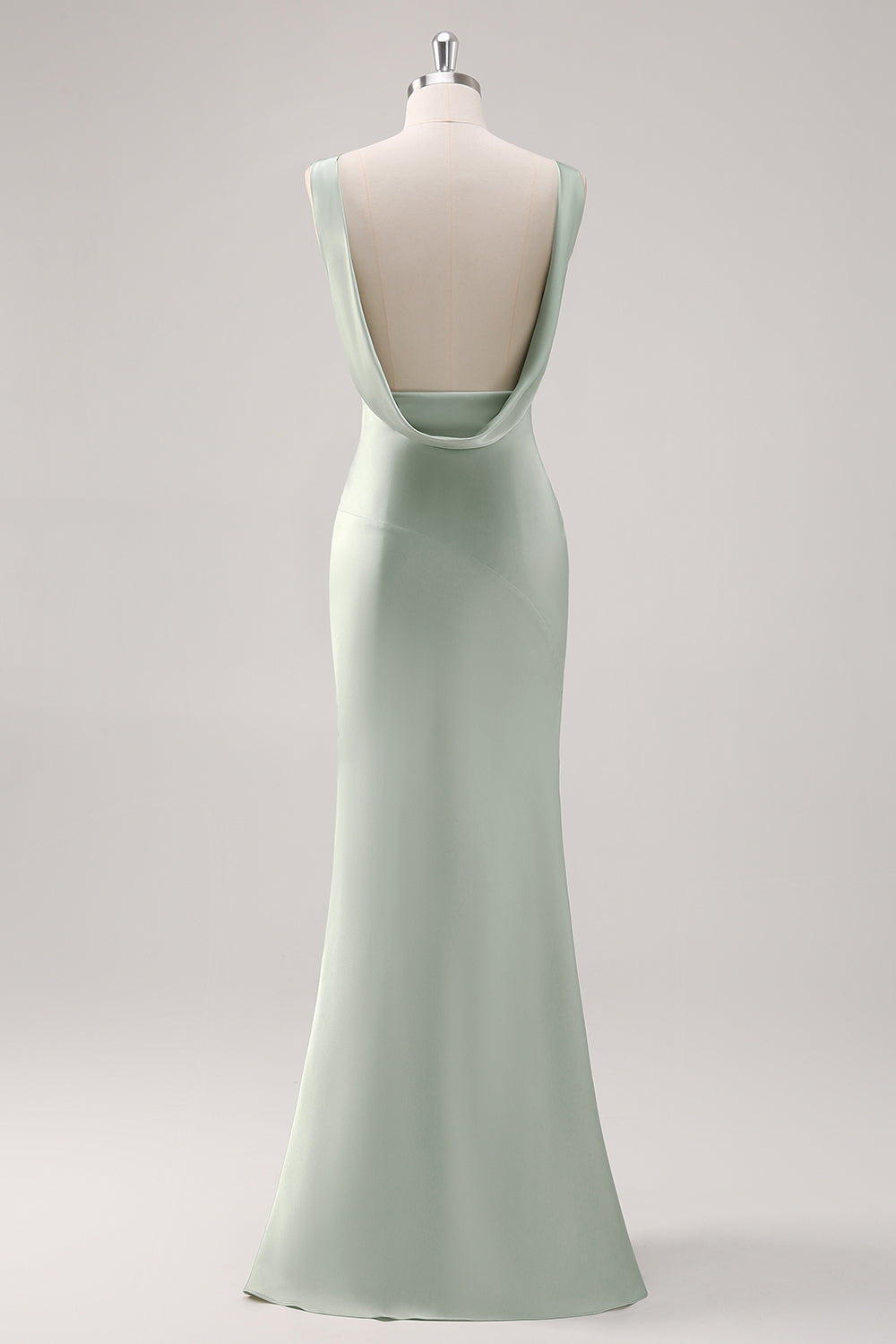 Leely Women Sage Green Satin Sheath Bridesmaid Dress V-Neck Backless Maxi Wedding Guest Dress leelyuk Leely Women Sage Green Satin Sheath Bridesmaid Dress V-Neck Backless Maxi Wedding Guest Dress leelyuk