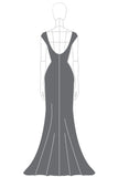Dark Grey V Neck Sheath Applique Long Formal Dress