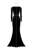 Black Scoop Neck Hollow Out Sheath Long Formal Dress