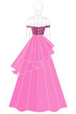 Fuchsia A Line Off the Shoulder Ruffled Applique Formal Dress