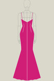 Fuchsia Lace Mermaid Spaghetti Straps Long Formal Dress with Slit