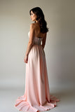 Blush Strapless Sweetheart A Line Long Formal Dress with Beading