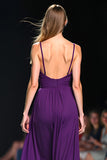 Spaghetti Straps Dark Purple Backless Long Formal Jumpsuit with Cape