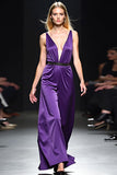 Deep V-Neck Dark Purple Long Formal Dress with Belt