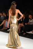 Sweetheart One Shoulder Golden Long Formal Dress with Slit