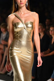 Sweetheart One Shoulder Golden Long Formal Dress with Slit