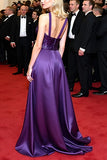A Line Dark Purple Sparkly Spaghetti Straps Long Formal Dress
