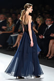 Flowy Navy Sweetheart Corset A Line Long Formal Dress