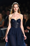 Flowy Navy Sweetheart Corset A Line Long Formal Dress