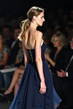 Flowy Navy Sweetheart Corset A Line Long Formal Dress