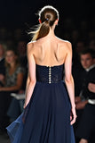 Flowy Navy Sweetheart Corset A Line Long Formal Dress