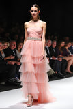Blush A Line Tiered Flowy Long Formal Dress with Belt